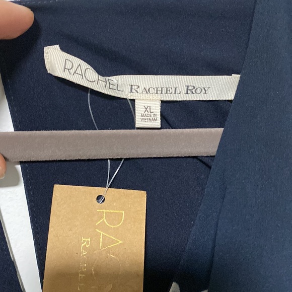 Rachel Roy navy blue floral dress with tie waist size XL - Picture 2 of 4